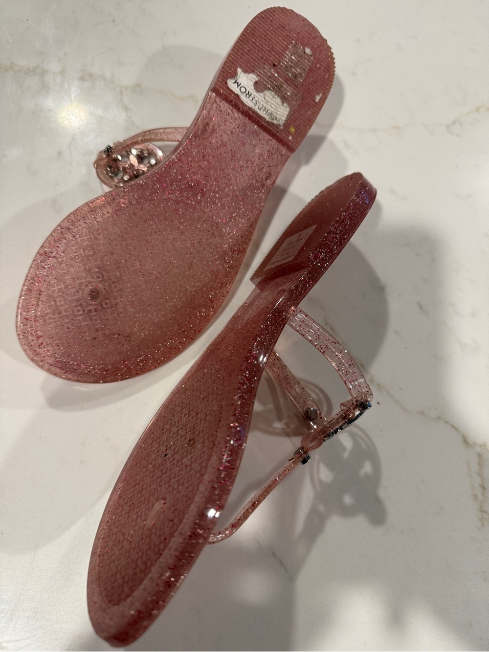 Tory Burch Rose Pink Glitter Jelly Thong Sandals size 6 - Picture 2 of 4